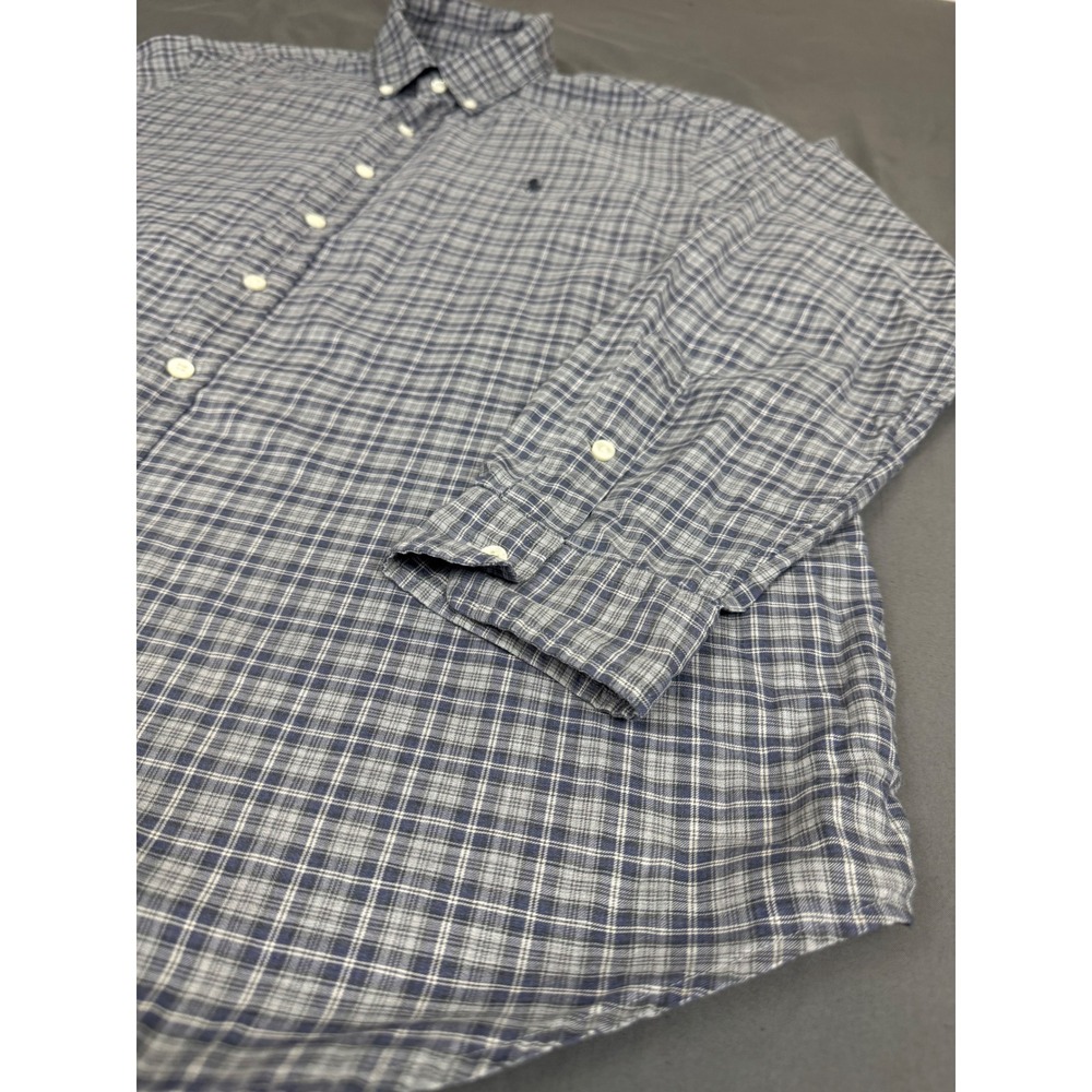 Ralph Lauren Classic Fit Plaid Button Down Shirt Mens Blue Grey Long Sleeve - Picture 8 of 16